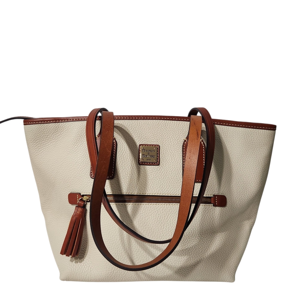 NEW! Dooney & Bourke K2097873 Ivory and Tan Leather Large Tote - Picture 5 of 15